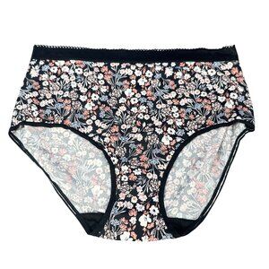Bali Womens Sz Large Panty Brief High Waist Ultra Smooth Floral Black Pink NWOT